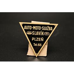 Štítek prodejce Slavík Plzeň, trojúhelník