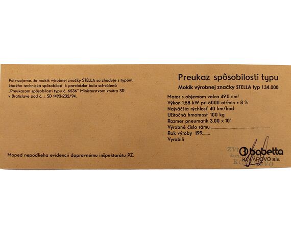 Kartička Babetta Stella dobová s podpisem