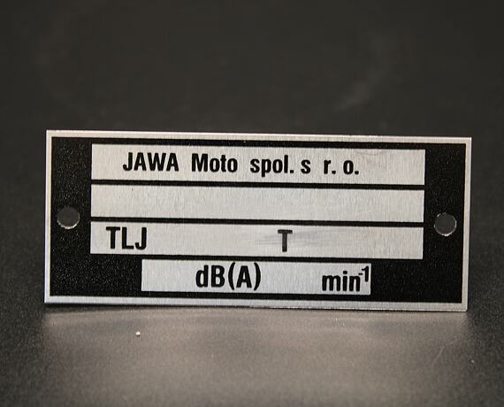 Výrobní typový štítek Jawa 350 TLJ , Jawa Moto , tištěný